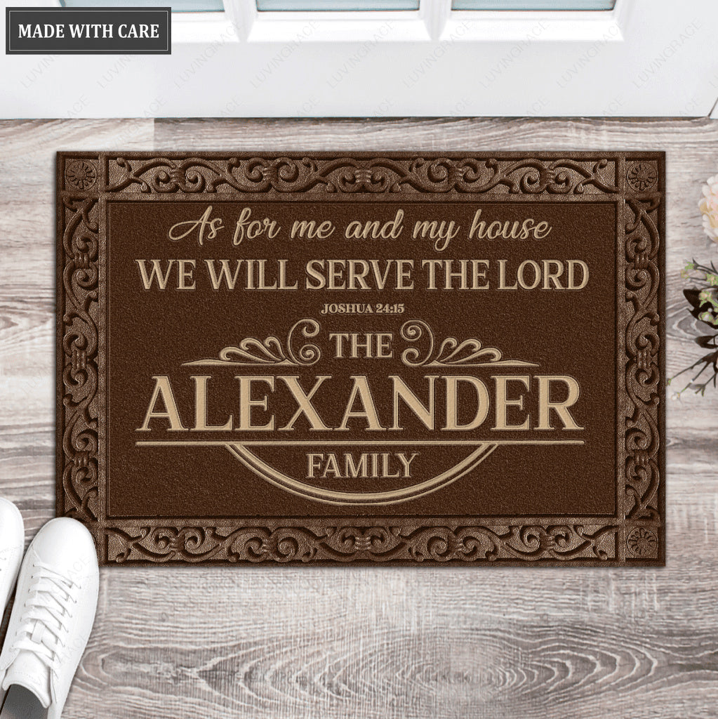Luvingrace L196 Vintage Monogram Collection As For My House Personalized Doormat