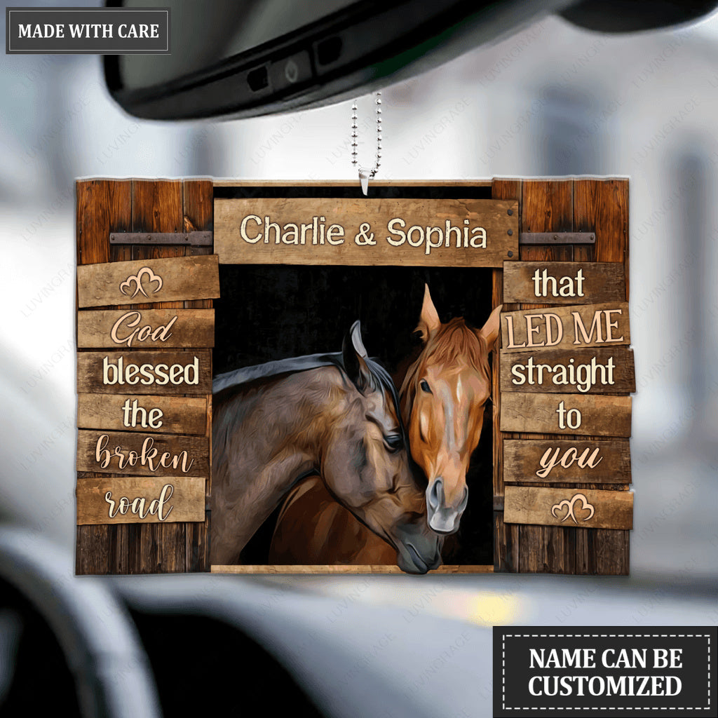 Loving Horse Couple God Blessed Personalized Ornament