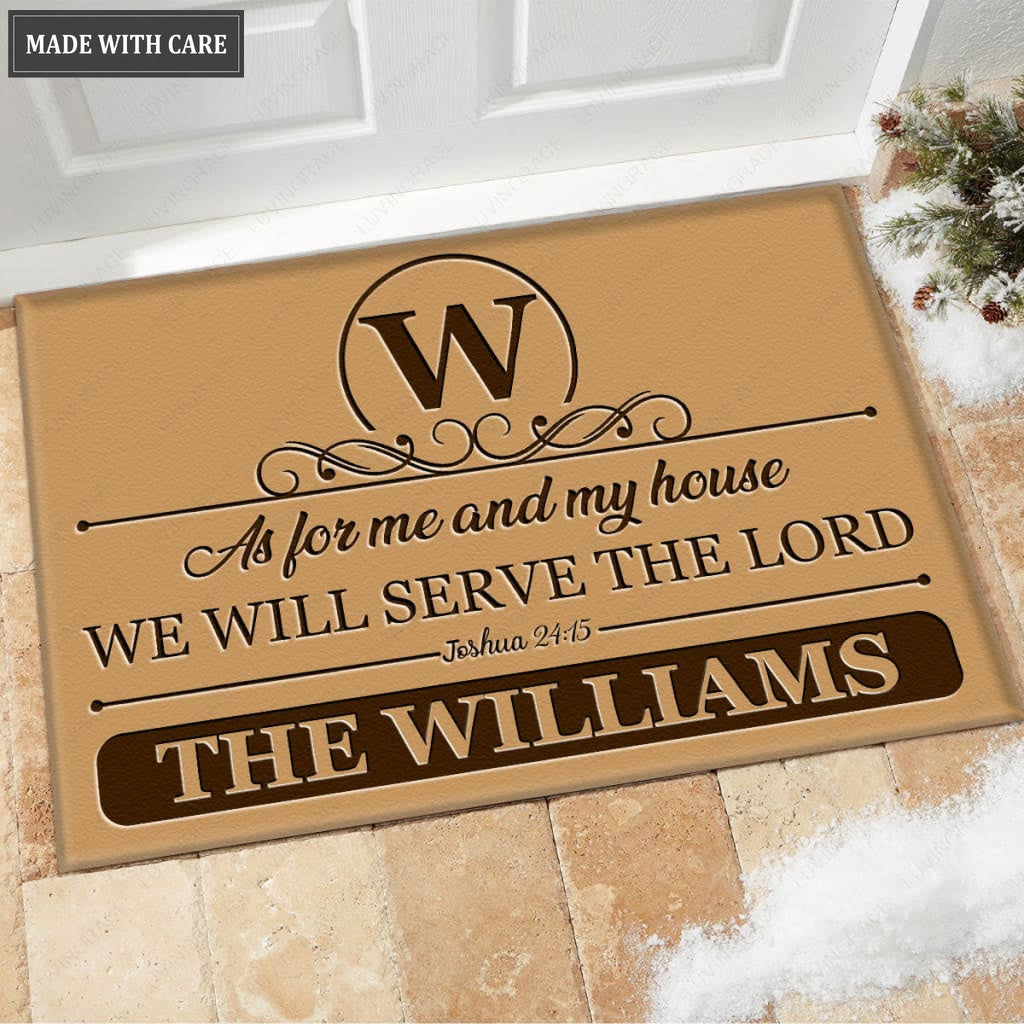 Luvingrace M103 Vintage Monogram Collection As For My House Personalized Doormat