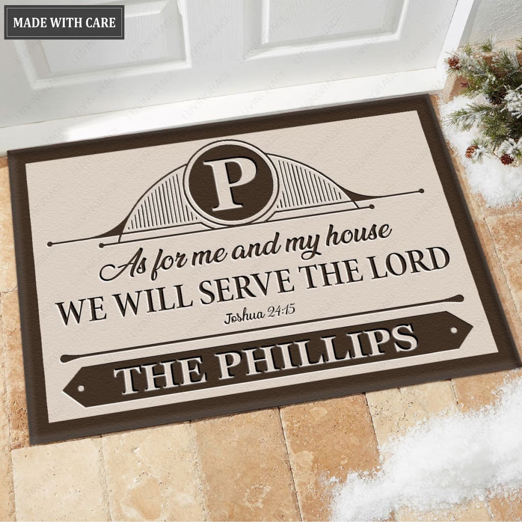 Luvingrace M104 Elegant Monogram Collection As For My House Personalized Doormat