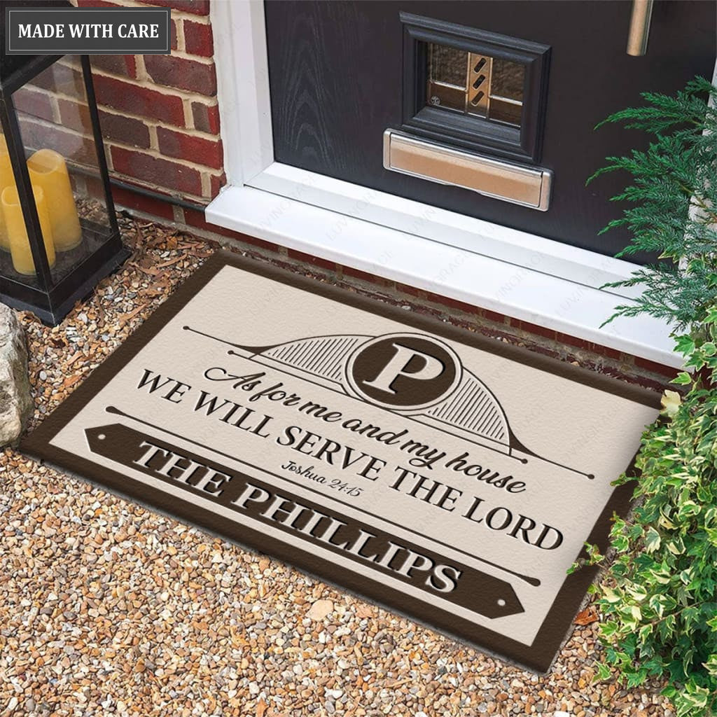 Luvingrace M104 Elegant Monogram Collection As For My House Personalized Doormat