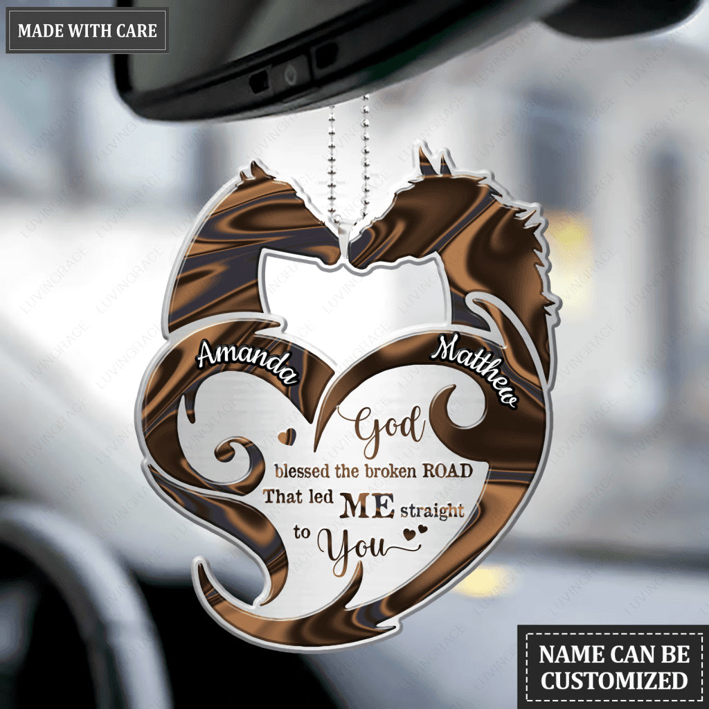Tribal Heart Horse Couple God Blessed Personalized Ornament