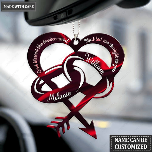 Arrow With Couple Rings God Blessed Personalized Ornament