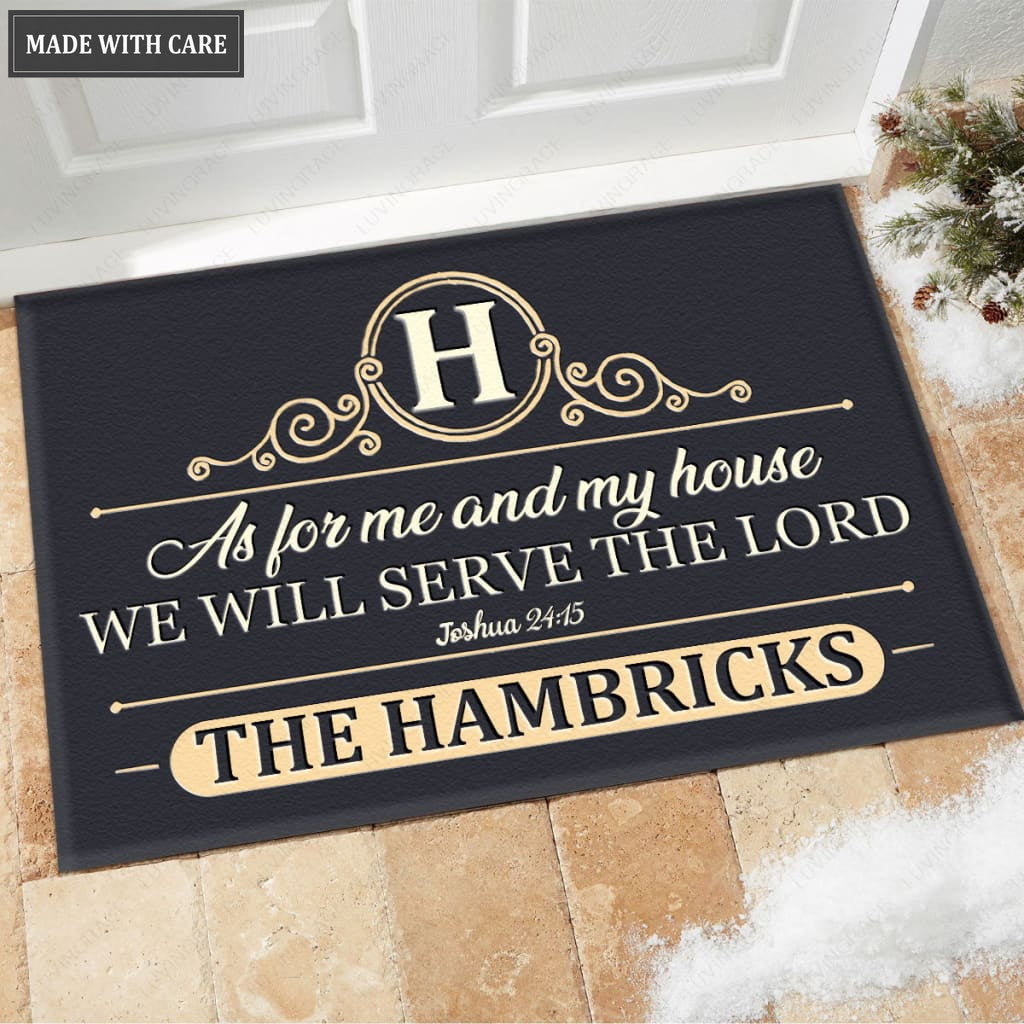 Luvingrace M107 Luxury Monogram Collection As For My House Personalized Doormat