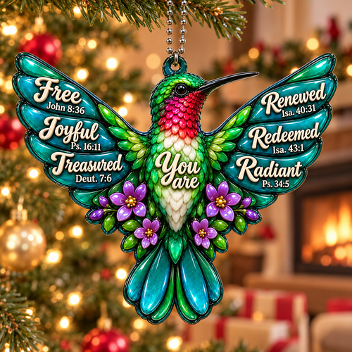 3D Raised Hummingbird Car Ornament – Bible Verse Christian Gift