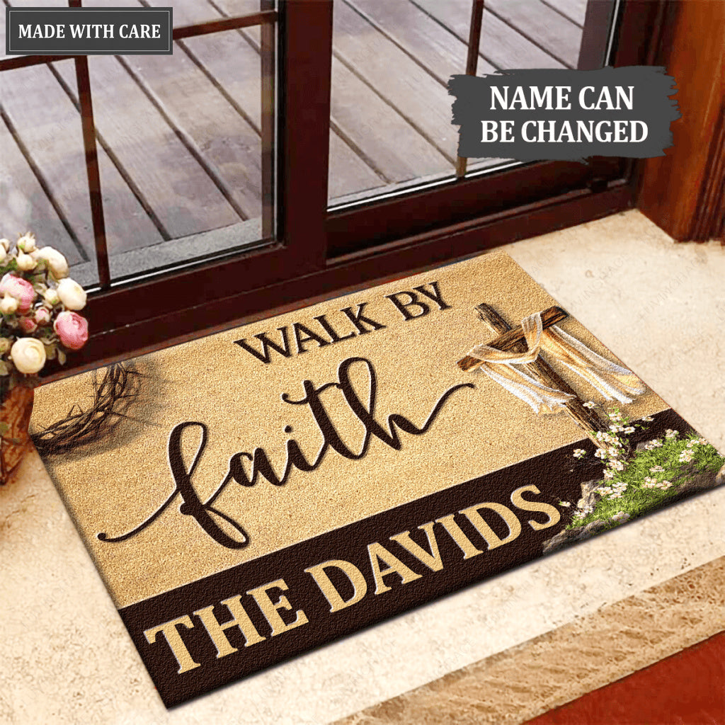 Walk By Faith Personalized Doormat