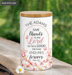 Personalized Give Thanks To The Lord Ceramic Gratitude Jar