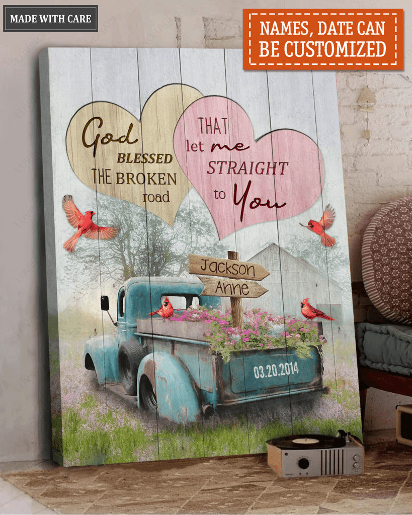 Personalized Two Hearts God Blessed Wall Art