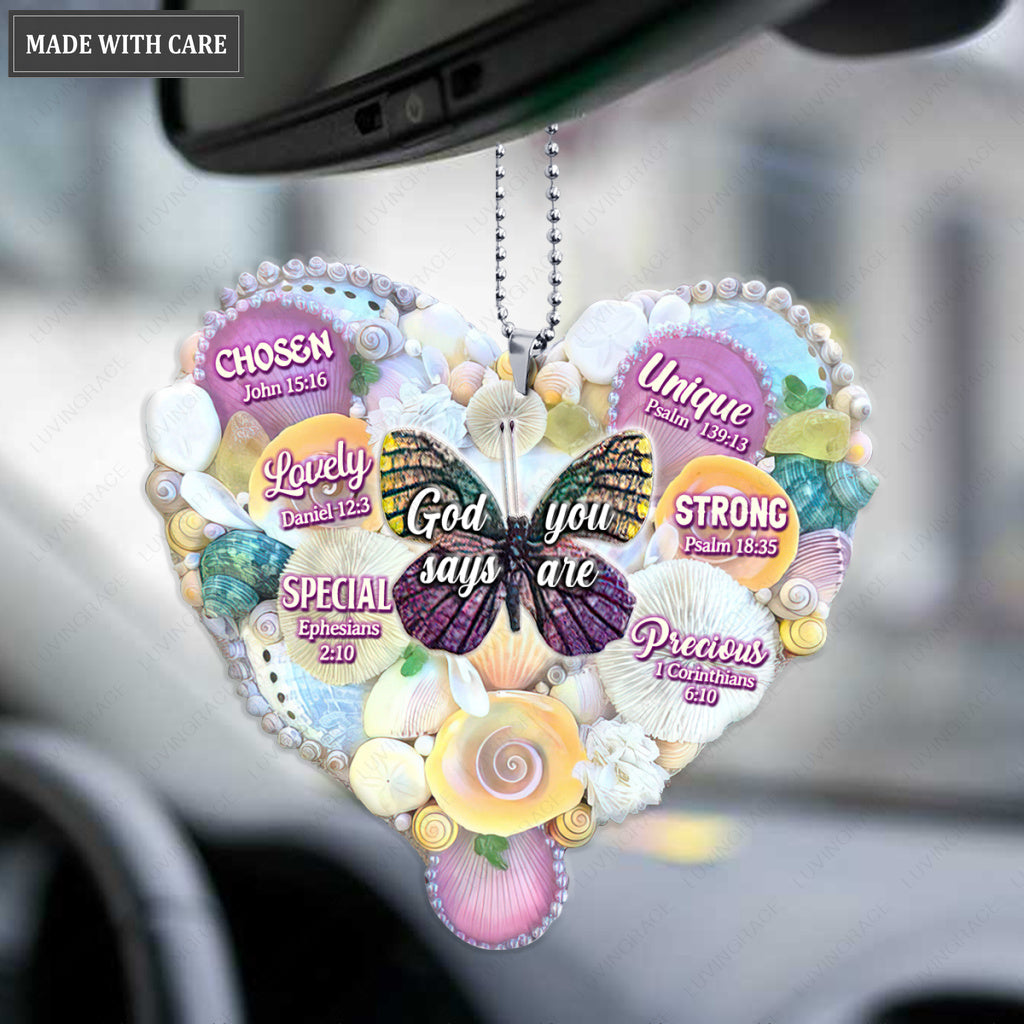 Butterfly Heart Beach Vibe God Says You Are Ornament