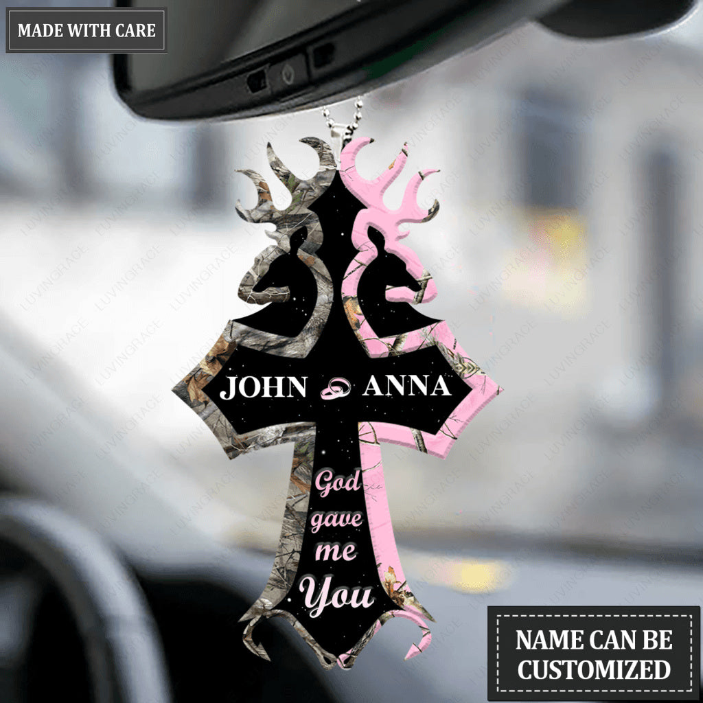 Personalized Buck And Doe Cross God Gave Me You Ornament