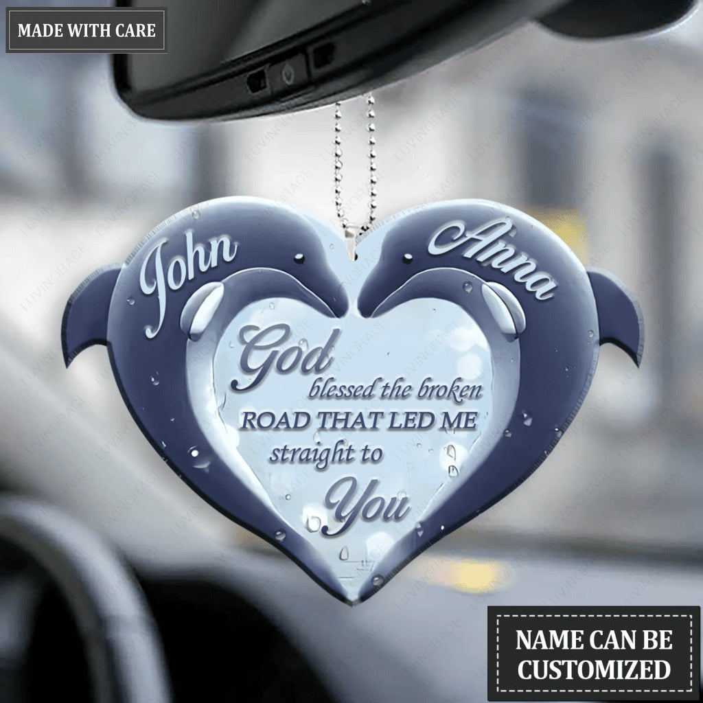 Personalized Dolphin Twinkle Heart God Blessed Ornament