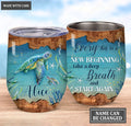 Personalized Turtle Takes A Deep Breath Wine Tumbler