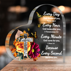 Every Second He Loves You Cross Heart Shaped Acrylic Plaque Christian Gifts Religious Gifts Inspirational Gifts with Bible Verse Prayers