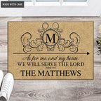 Monogrammed Letter Serve The Lord Personalized Doormat