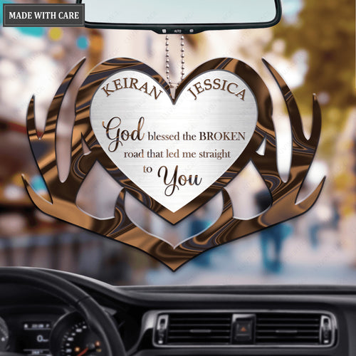 Antler Heart For Couple God Blessed Personalized Ornament