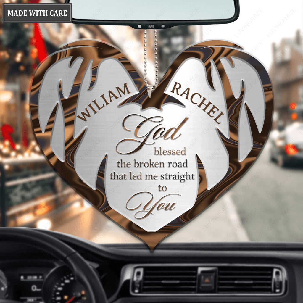 Deer Antlers Heart God Blessed Personalized Ornament