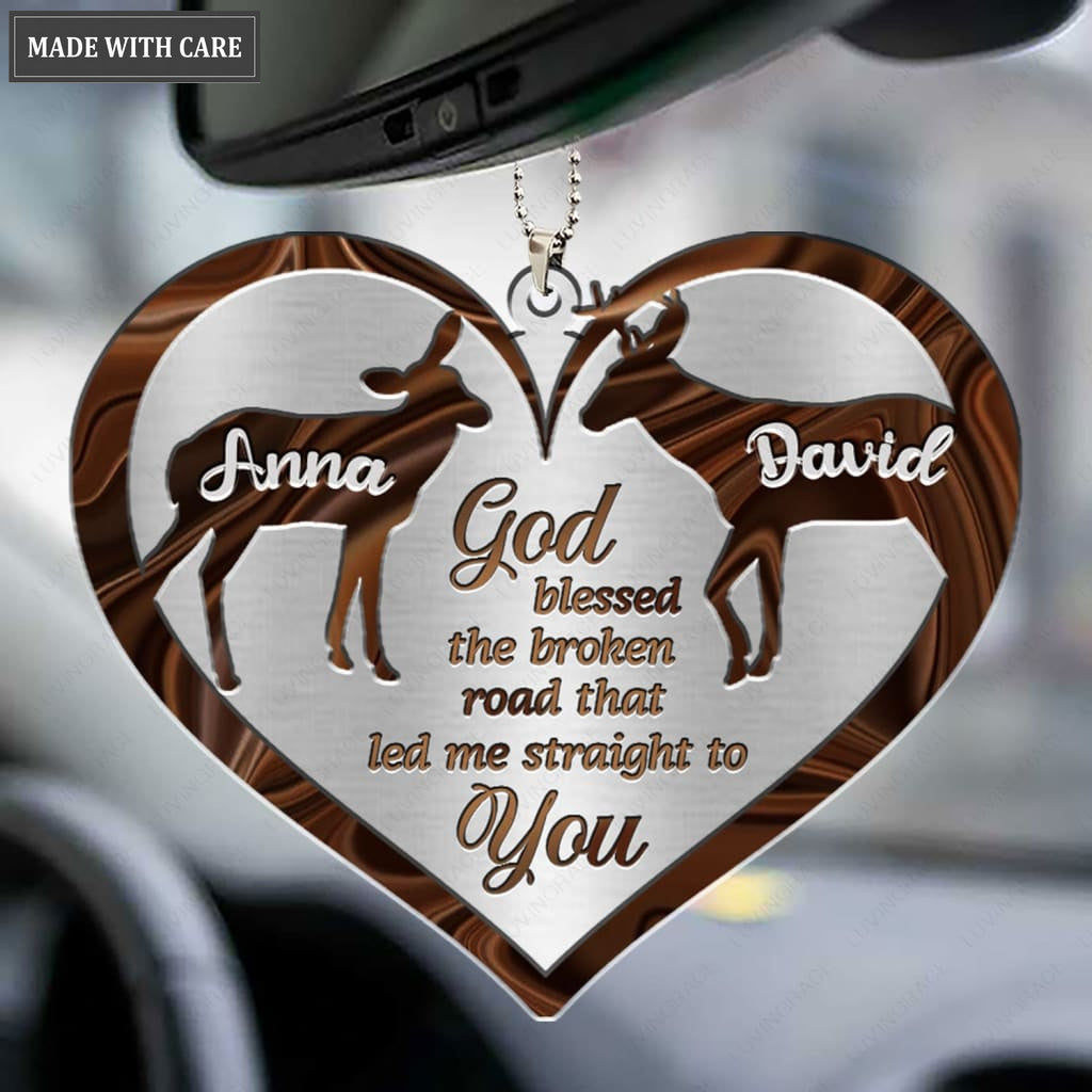 Luvingrace M73 Deer Couple God Blessed Personalized Ornament