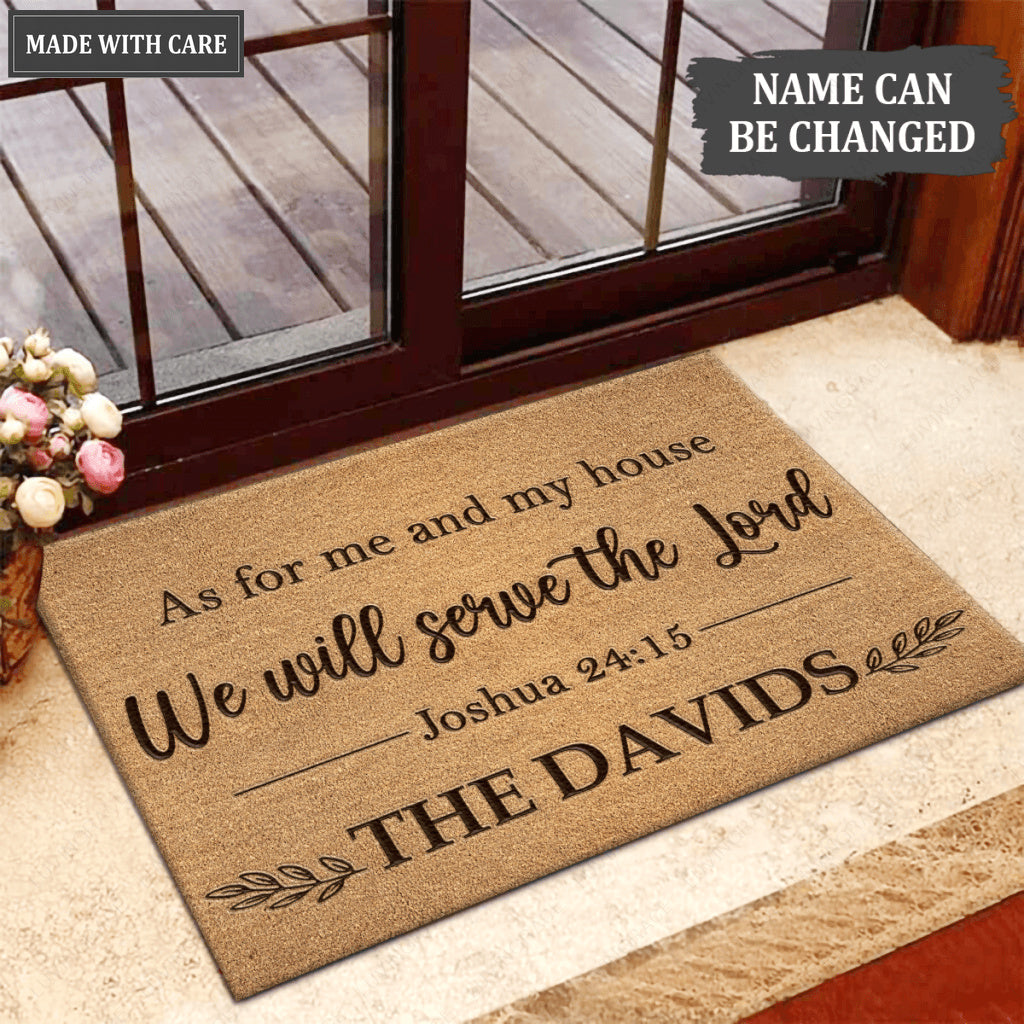 Vintage Floral As For Me And My House Personalized Doormat