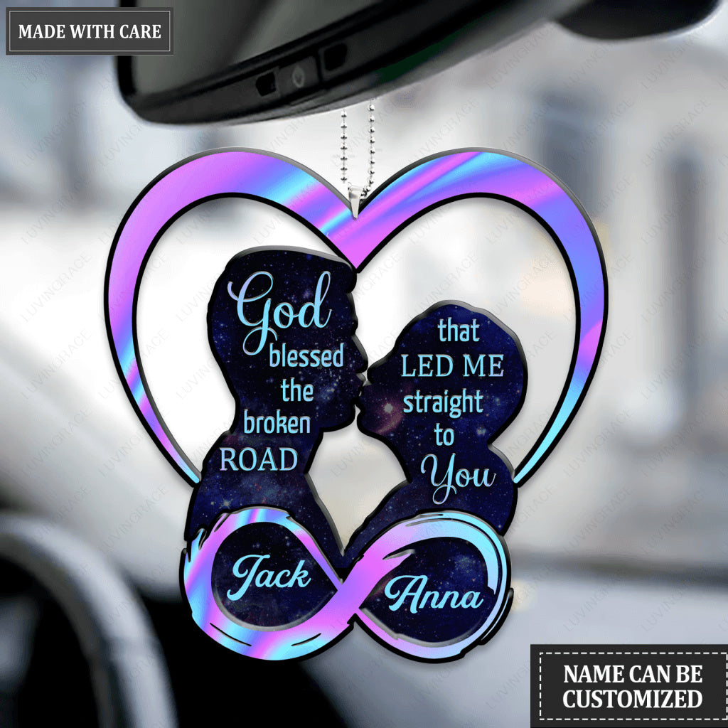 Love Kiss Silhouette Infinity God Blessed Personalized Ornament