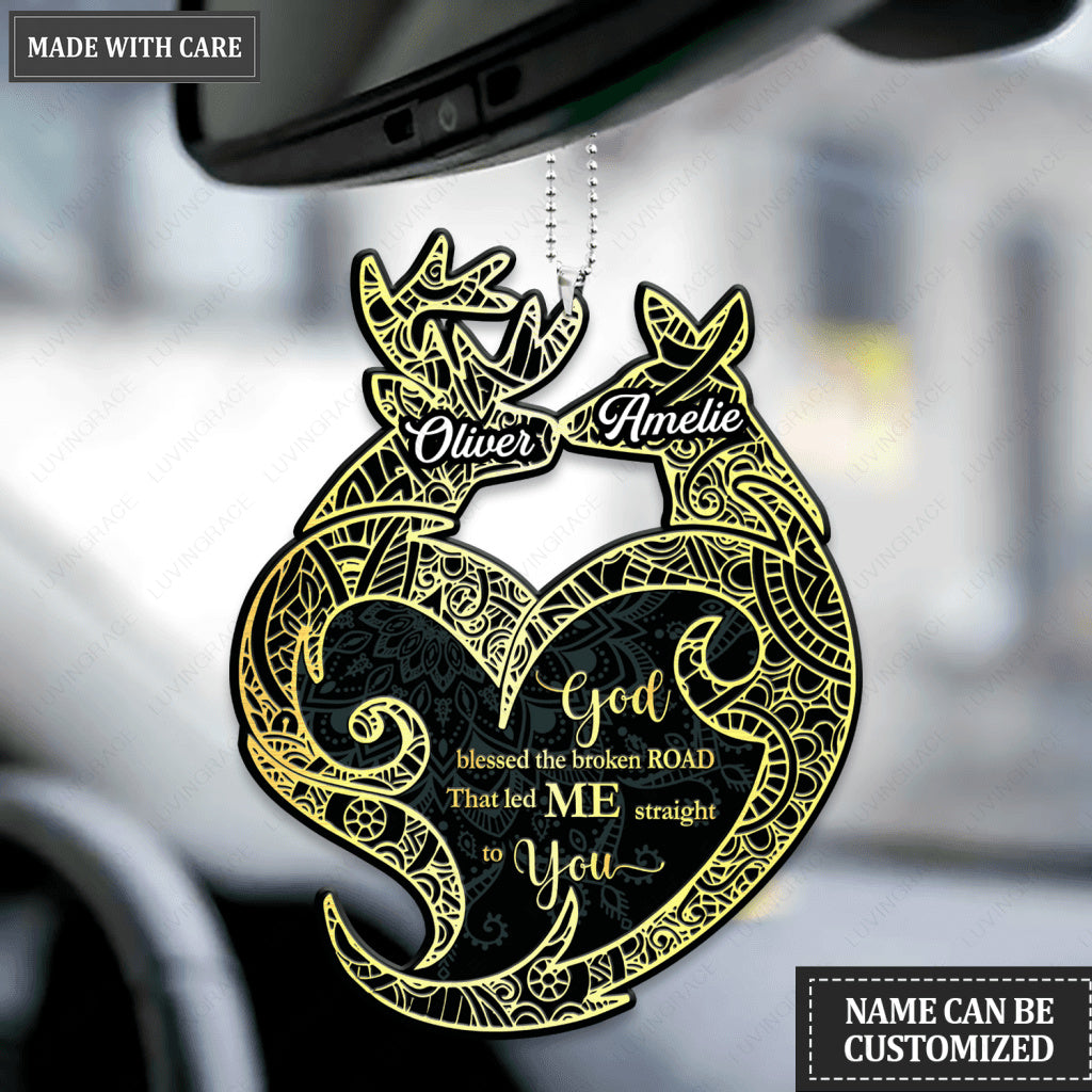 Mandala Deer Couple God Blessed Personalized Ornament