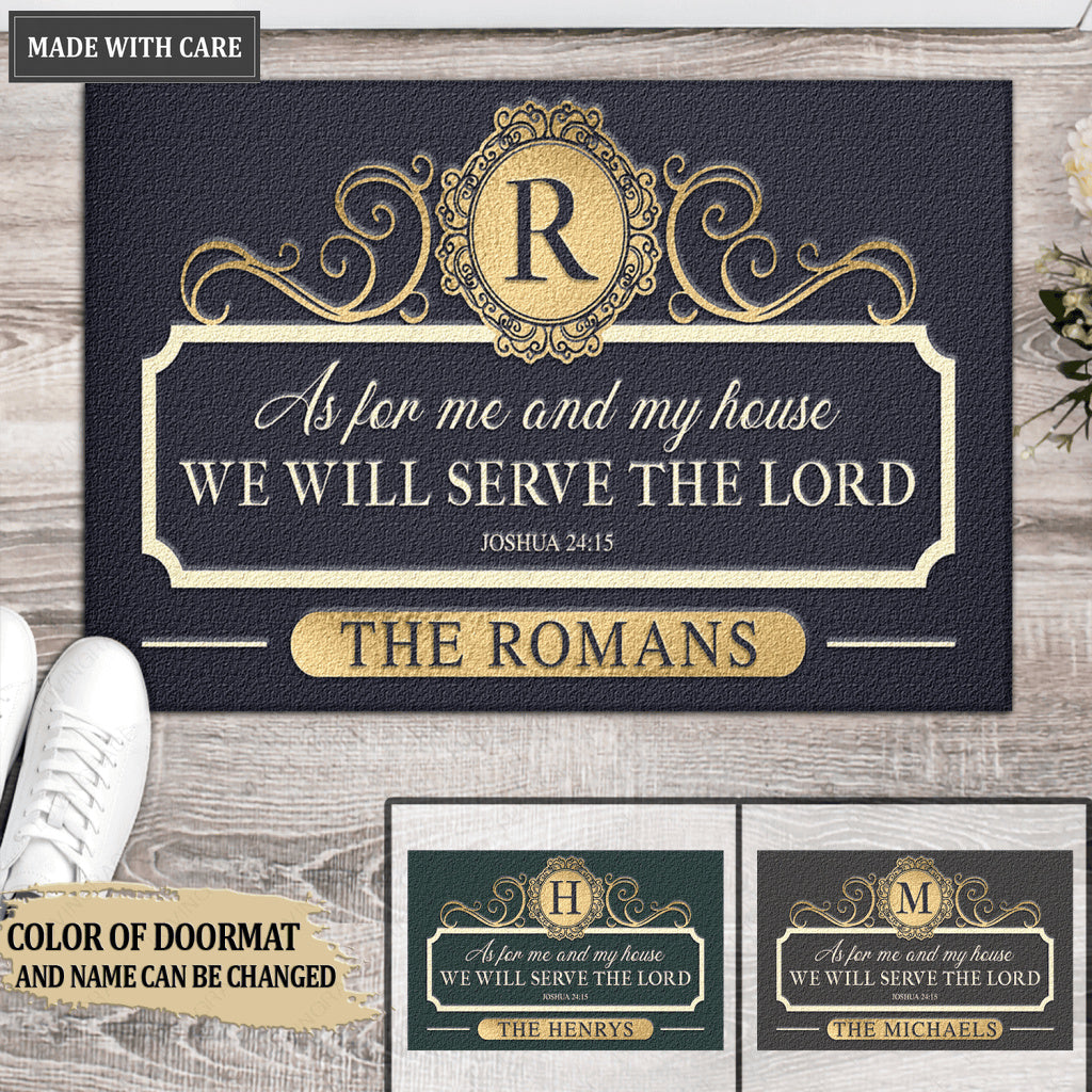 Elegant Colors Family Home Serve The Lord Personalized Doormat