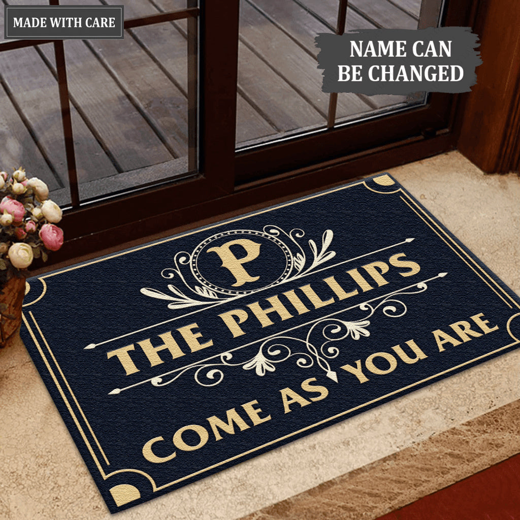 Monogram Custom Family Name Come As You Are Doormat