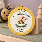 Personalized Name I Bee-lieve in Santa Claus Christmas Ornament