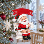 Personalized Funny Santa Claus Ornament – Custom Christmas Bathroom Decor