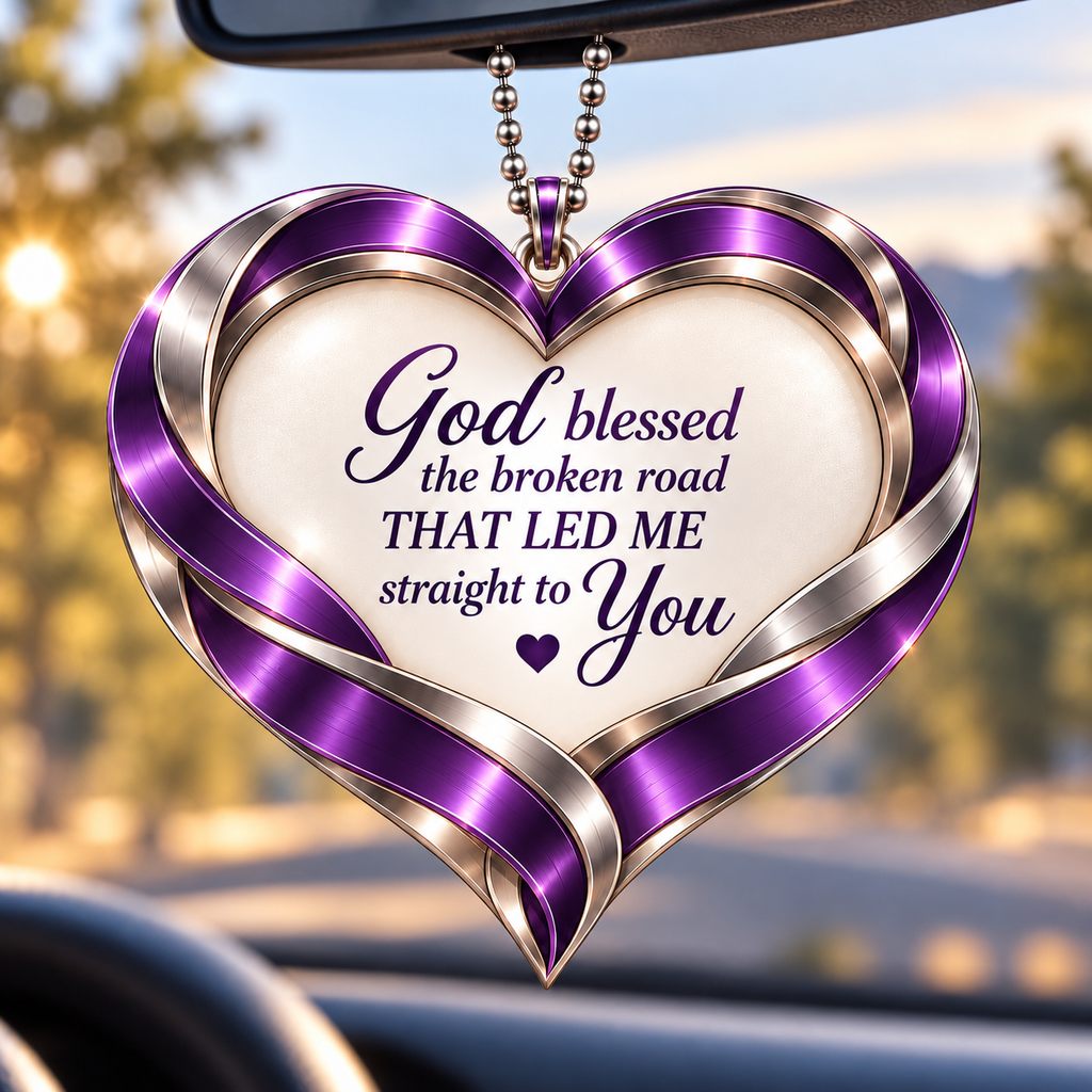 Personalized Heart Couple Ornament  - Custom Names God Blessed Heart Car Ornament Gift for Couples, Anniversary Gifts for Husband & Wife