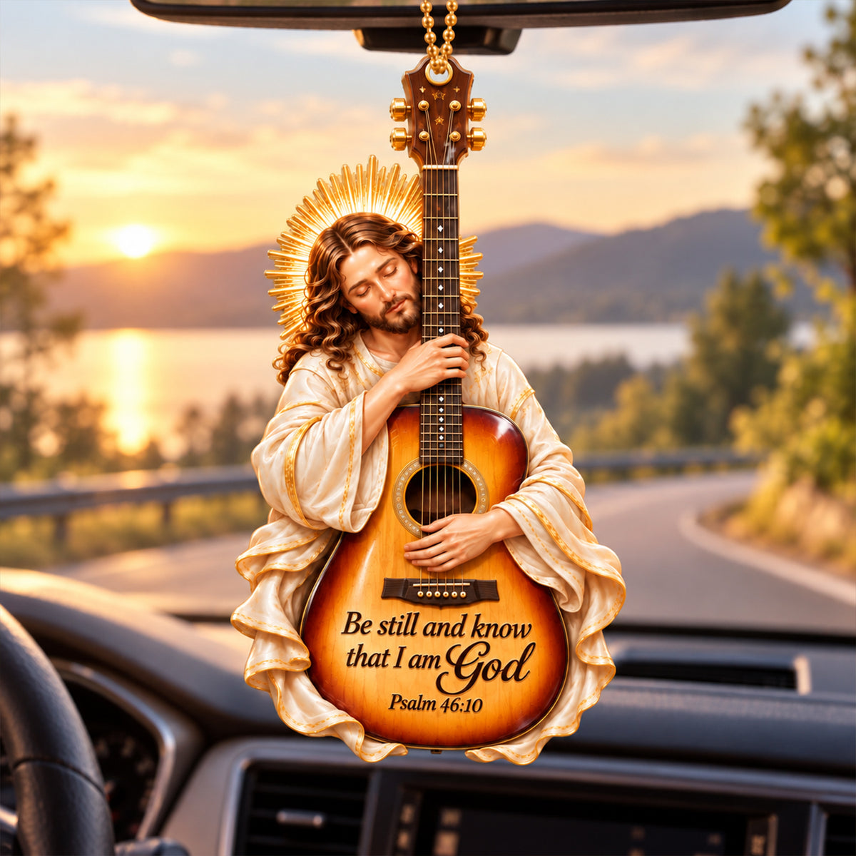 Be Still and Know That I Am God – Jesus Hugging Guitar 3D Ornament, Christian Faith Gift