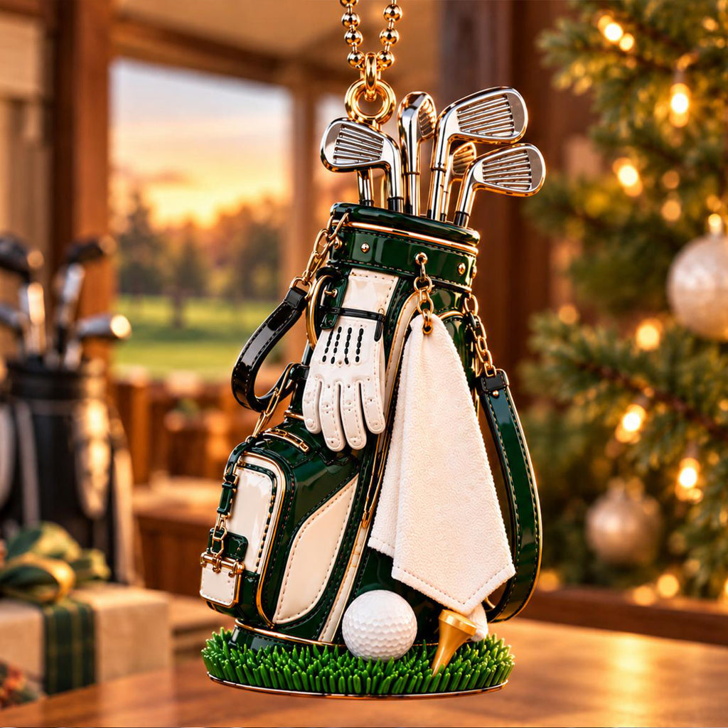 3D Raised Personalized Golf Glove Bag Christmas Ornament