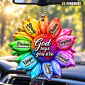 3D Raised God Says You Are Rainbow Sunflower Ornament
