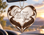 Personalized Christian Heart Ornament, Custom Couple Names God Blessed Heart Car Ornament - Gift for Couples, Inspirational Gift for Husband & Wife