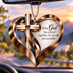Personalized Names Memorial Cross Heart Ornament – What God Has Joined Together Car Ornament - Ideal Gift for Couples, Anniversary Gift for Jesus Lovers