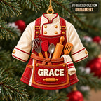 Personalized Name 3D Raised Baker Uniform Ornament