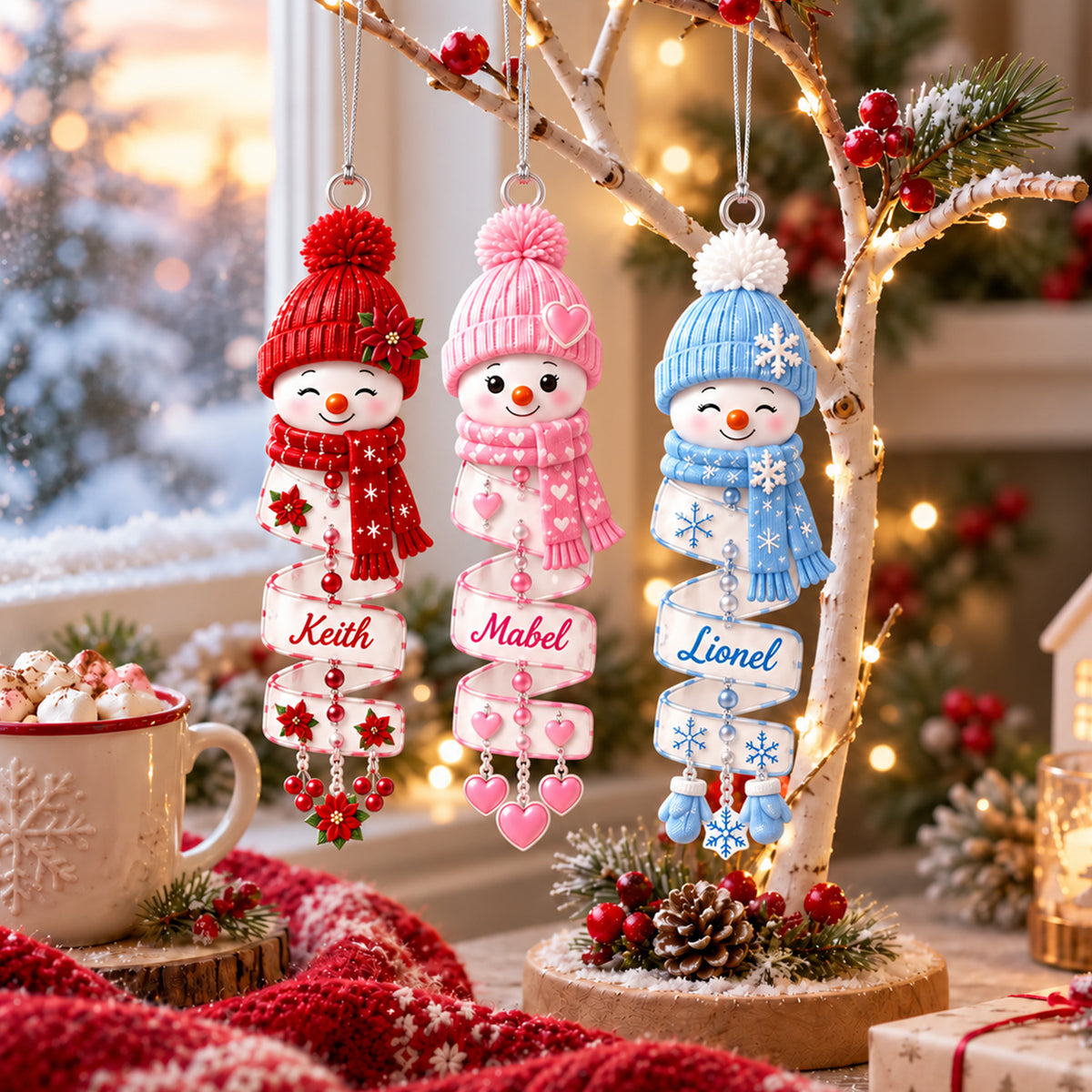 Personalized Name Snowman Xmas Ornament - Christmas Gift for Him & Her