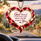 Personalized Romantic Christian Heart Ornament – Custom Names God Blessed Heart Car Ornament - Anniversary Gift for Couples, Gift for Wedding