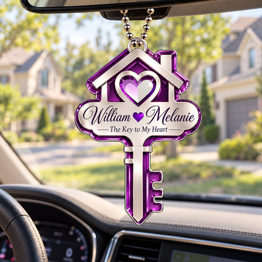 Personalized Names Key to My Heart Ornament – Romantic Couple Gift