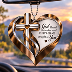 Personalized Memorial Cross Heart Ornament – God Blessed the Broken Road Car Ornament - Ideal Gift for Couples, Gift for Jesus Lovers