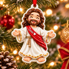 3D Raised Personalized Jesus Christmas Ornament - Christian Religious Gift