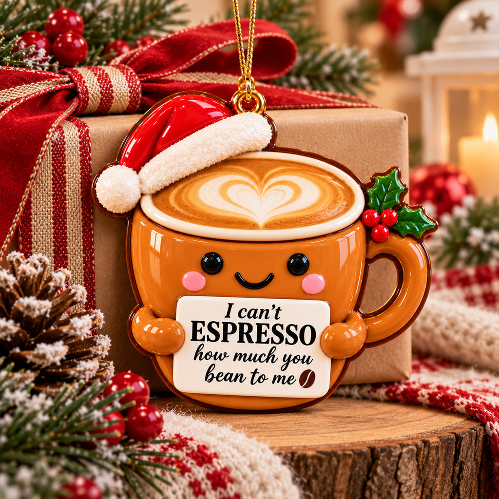 3D Raised Santa Hat Coffee Mug Ornament – Espresso Christmas Decor