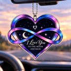Personalized Heart Car Ornament – I Love You To The Moon and Back Ornament - Ideal Gift for Couples, Anniversary Gifts