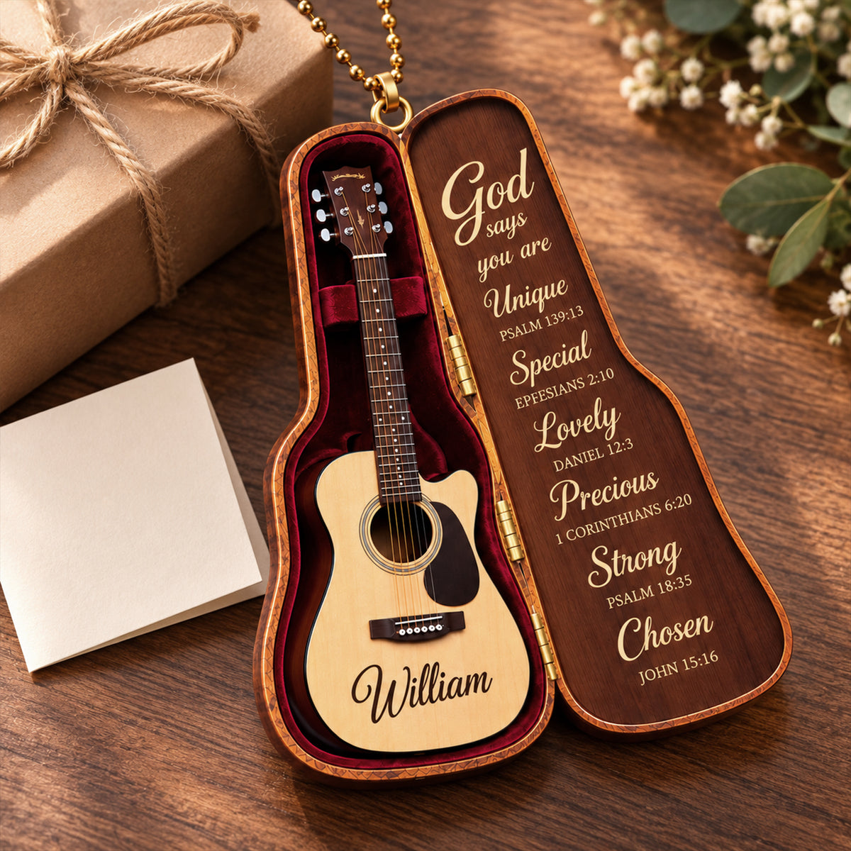 Personalized Name God Says You Are Guitar Case Ornament – Christian Gift for Music Lovers