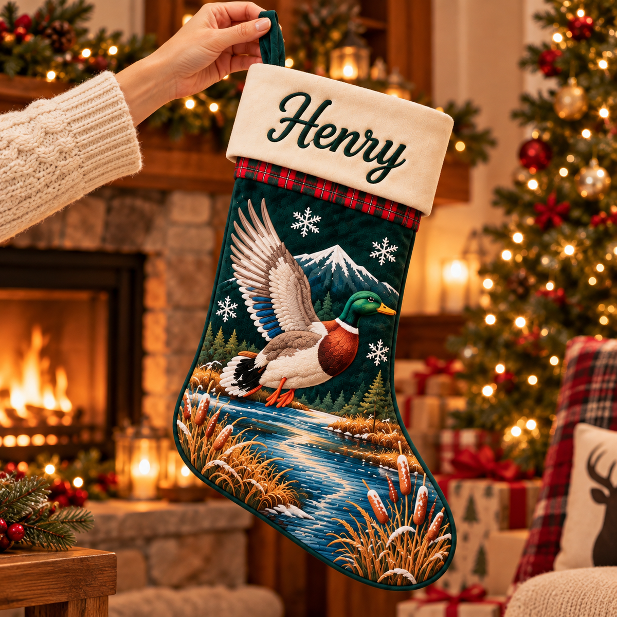 Personalized Name Mallard Duck Christmas Stocking – Hunting Christmas Gift for Hunters