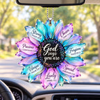 God Says You Are Loved Hologram Sunflower Car Ornament - Inspirational Christian Gift