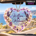 Personalized Names Lavender Love Heart Ornament - Romantic Gift for Couple