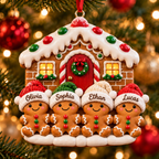 Personalized Gingerbread Family Christmas House 3D Ornament – Custom Names Christmas Gift
