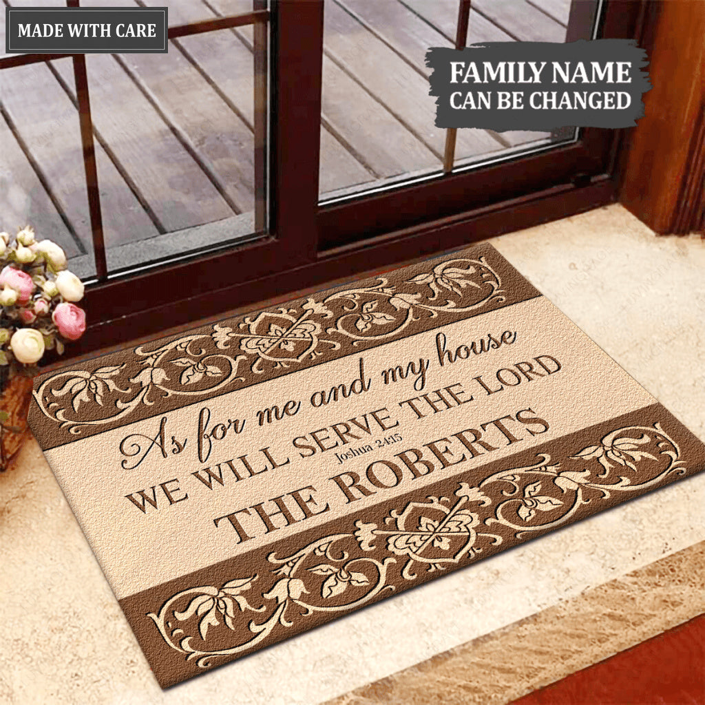 Our Family Serve The Lord Personalized Doormat