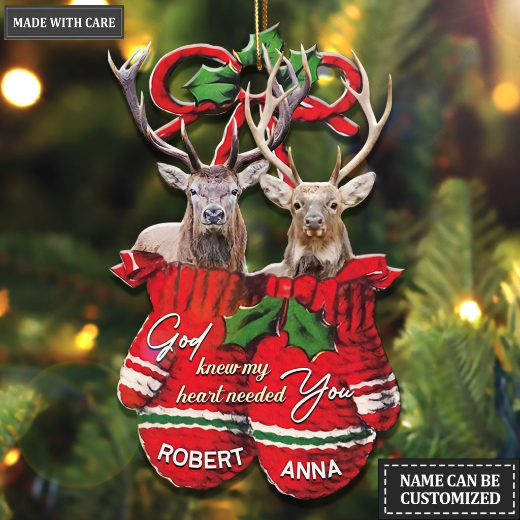 Deer Couple God Knew My Heart Personalized Ornament