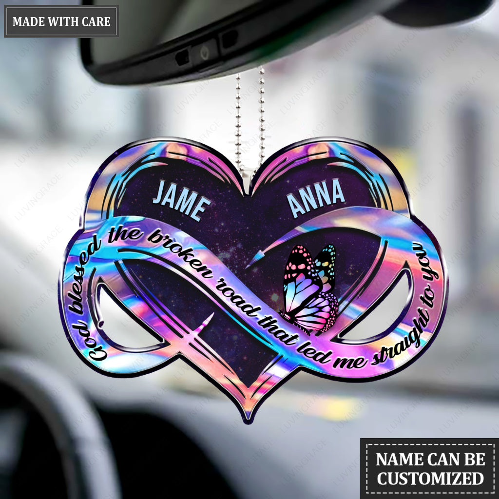 Personalized New Hologram Infinity Heart God Blessed Ornament